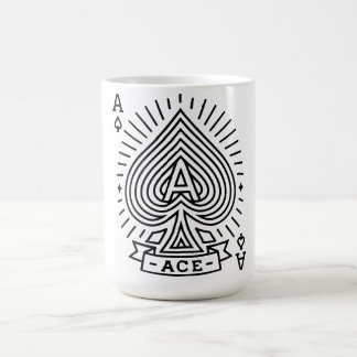 Caneca De Café Ás de Espadas - Emblema Monoline Sunburst