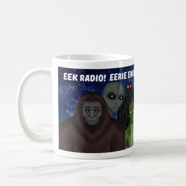 Caneca De Café As EEK transmitem por rádio, alienígena, fantasma, (Esquerda)