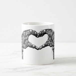 Caneca De Café As mãos do robô fazem a forma do coração