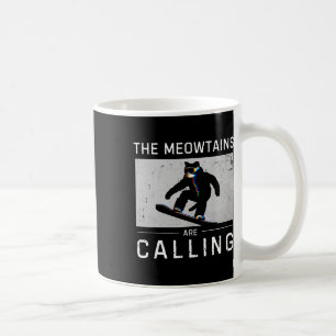 Caneca De Café As Montanhas Meow Estão Chamando Snowboard Gato Di