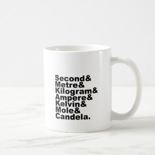 Caneca De Café As Sete Unidades de Base do SI & Medições em Ciênc