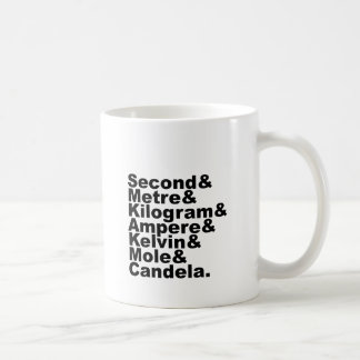 Caneca De Café As Sete Unidades de Base do SI & Medições em Ciênc