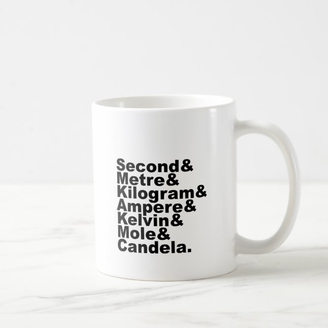 Caneca De Café As Sete Unidades de Base e Medições SI na Ciência (Direita)