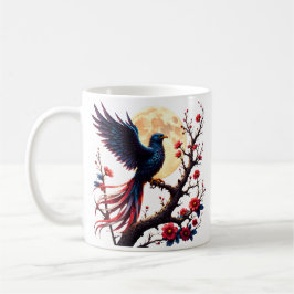 Caneca De Café Asa-de-carmesim ao luar – Ave de Fantasia Mística.