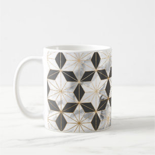 Caneca De Café Asanoha Japonês: Dourado Padrão Marble.