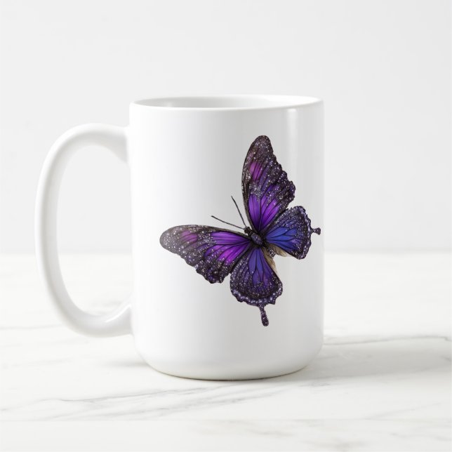 Caneca De Café Asas Brilhantes: Borboleta Sparkle Roxa (Esquerda)