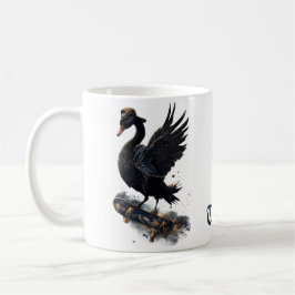 Caneca De Café Asas de liberdade o cisne negro no skate.