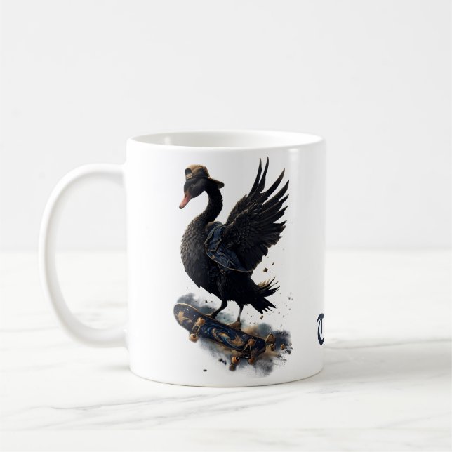 Caneca De Café Asas de liberdade o cisne negro no skate. (Esquerda)