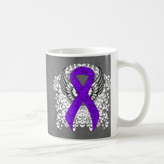 Caneca De Café Asas Violetas Grunge, Linfoma Hodgkin (Direita)