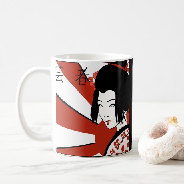 Caneca De Café Ascensão Sun Anime Geisha (Com Donut)
