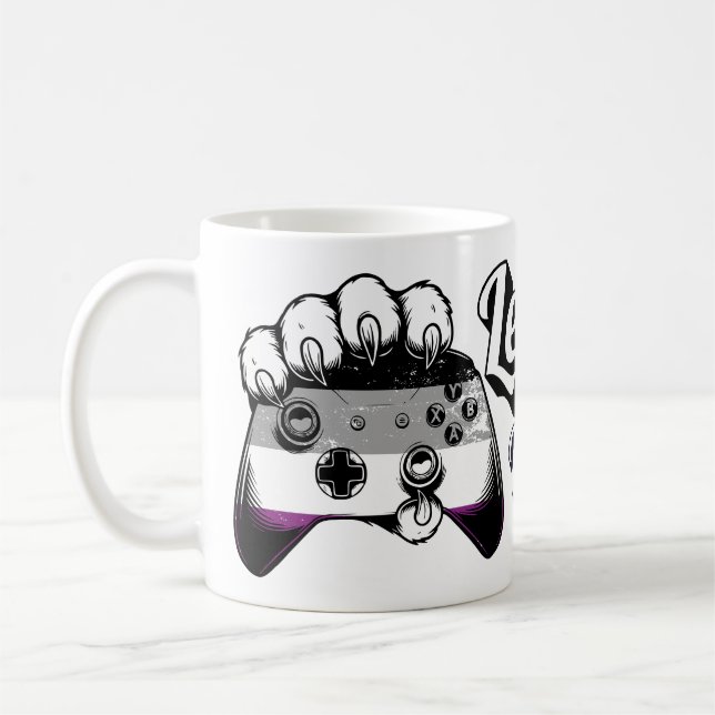 Caneca De Café Asexual Pride Level Up Tiger Paw Controller Mug (Esquerda)