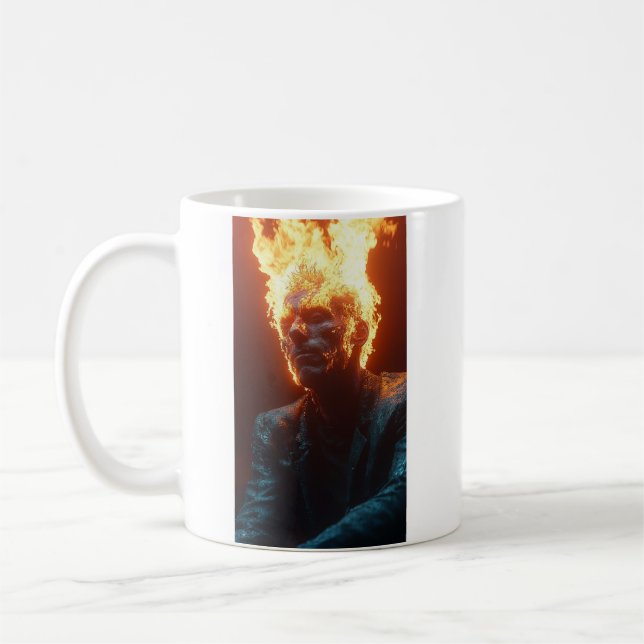 Caneca De Café Ashen Amidst Flames - Arte Dramática e Fiery (Esquerda)