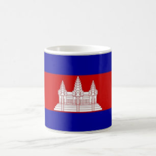 Caneca De Café Ásia - Camboja - Bandeira do Camboja -