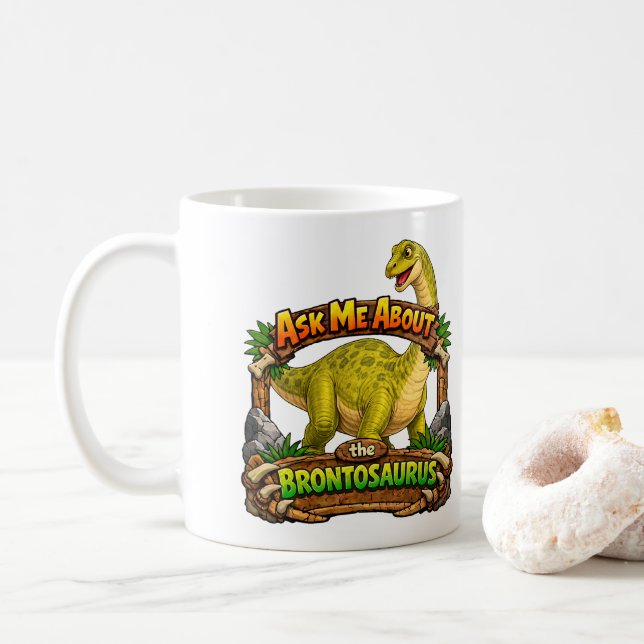 Caneca De Café Ask Me About Brontosaurus | Hot Chocolate | (Com Donut)
