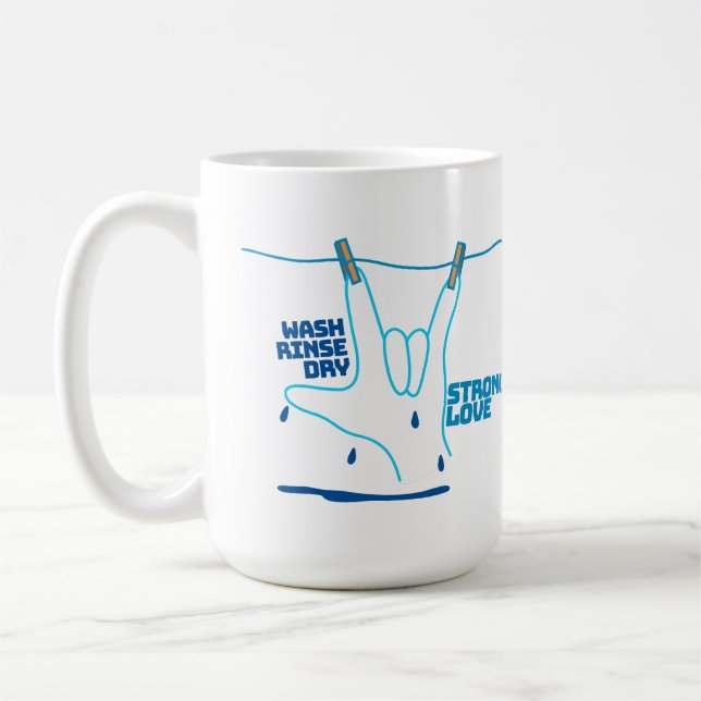 Caneca De Café ASL Design - Wash, Rinse, and Dry Love ILY (Esquerda)