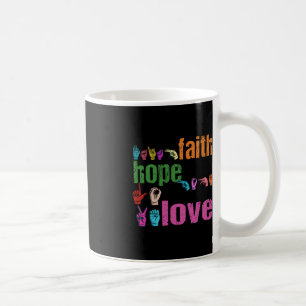 Caneca De Café ASL Faith Hope Love American Sinal Language Christ