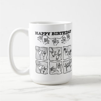 Caneca De Café ASL ILY Obsession - Happy Birthday!