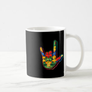 Caneca De Café ASL Love Sign Language Autism Awarsm Suporte Pu