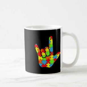Caneca De Café Asl Love Sign Language Autismo Atenção Quebra-cabe