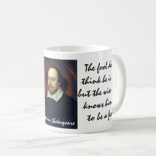Caneca De Café Aspas Sábias/Tolo e Shakespeare "Não machuque"