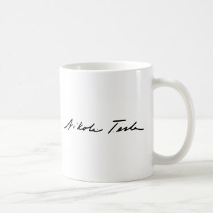 Caneca De Café Assinatura do gênio Nikola Tesla da eletricidade