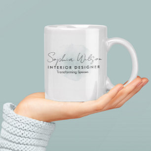 Caneca De Café Assinatura em Aquarela para Negócios Profissionais