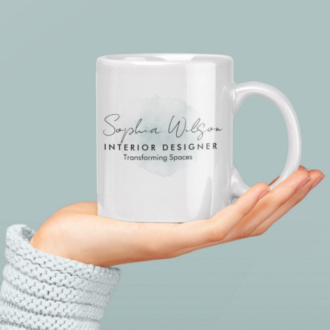 Caneca De Café Assinatura em Aquarela para Negócios Profissionais (Criador carregado)