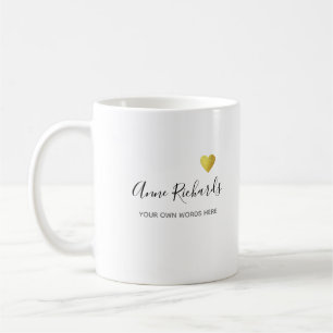 Caneca De Café assinatura manuscrita com coração de amor