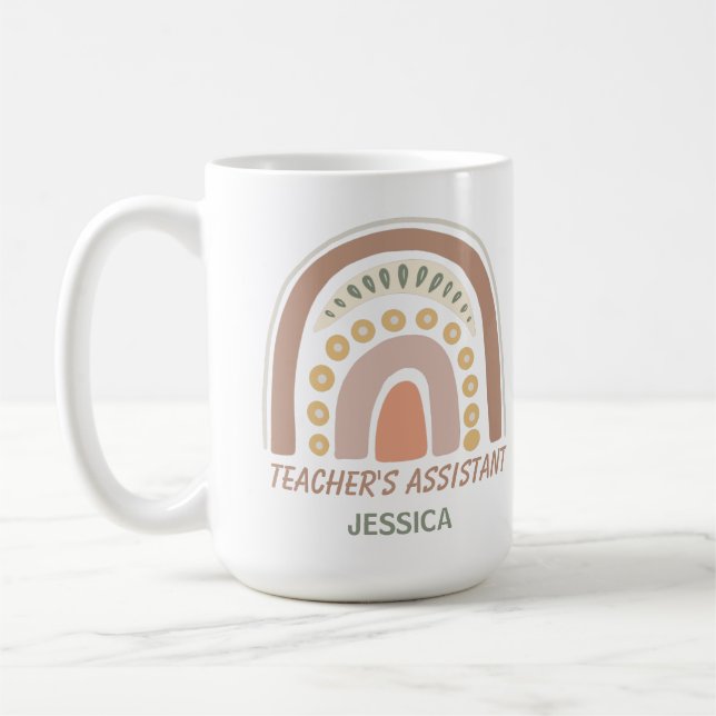 Caneca De Café Assistente de Professor Arco-íris Boho Amarelo Mar (Esquerda)