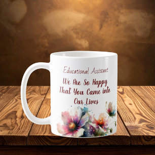 Caneca De Café Assistente Educacional Floral Rosa Personalizar