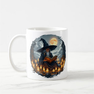Caneca De Café Assistente lendo um Livro - Wicca Halloween 2