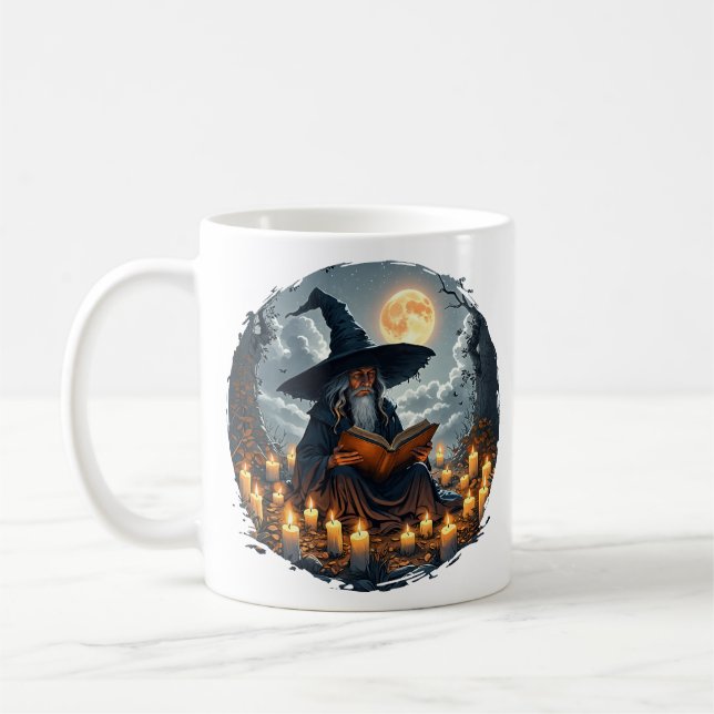 Caneca De Café Assistente lendo um Livro - Wicca Halloween 2 (Esquerda)
