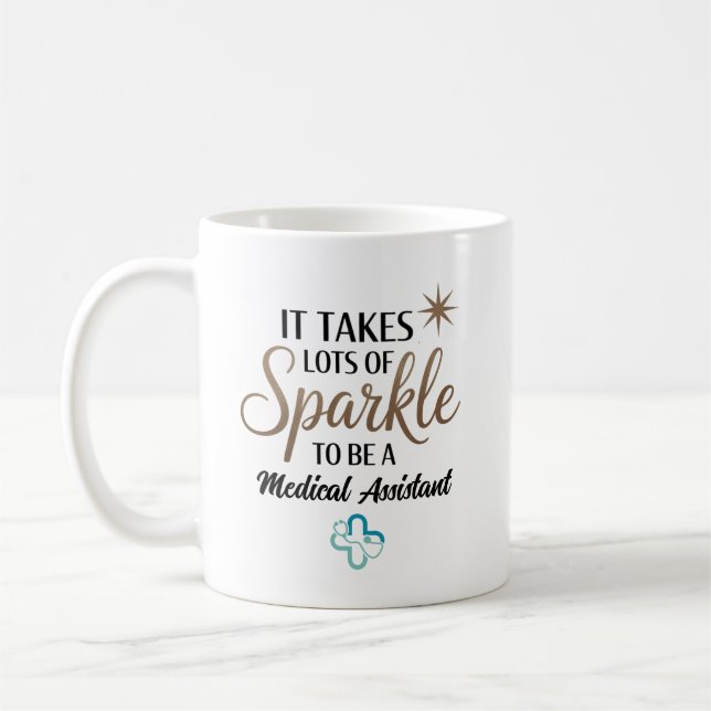 Caneca De Café Assistente Médico Brilho Personalizado (Esquerda)