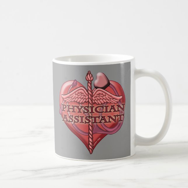 Caneca De Café Assistente médico Caduceus Heart Mug (Direita)