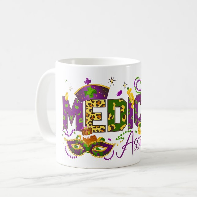 Caneca De Café Assistente médico - Mardi Gras (Frente Esquerda)