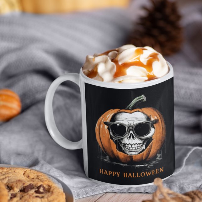 Caneca De Café Assombrando Jack O' Lanterna Capturando Halloween (Criador carregado)