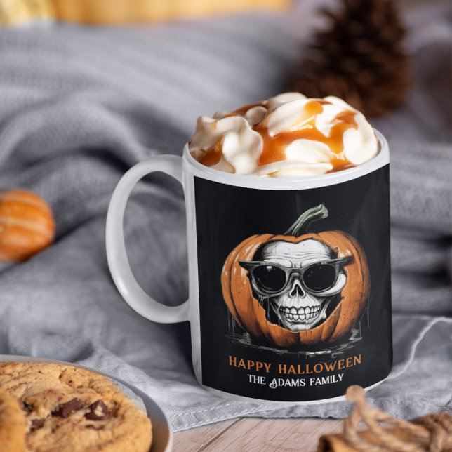Caneca De Café Assombrando Jack O' Lanterna Capturando Halloween (Criador carregado)