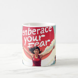 Caneca De Café Assuma Seu Medo - corredor motivacional kawaii
