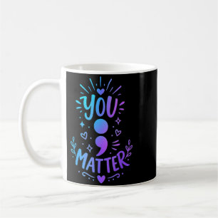 Caneca De Café Assunto Ponto e Vírgula Design Para Saúde Mental