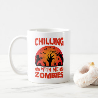 Caneca De Café Assustador Com Meus Zombies Retro Halloween