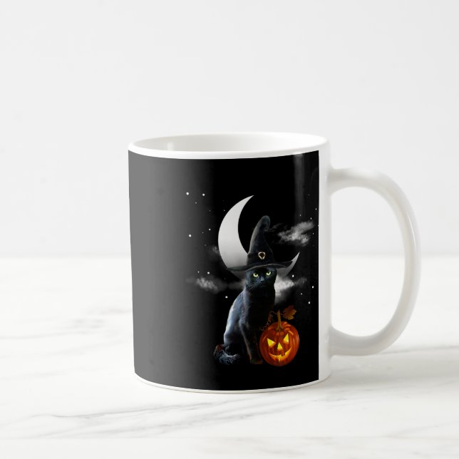 Caneca De Café Assustador Halloween Black Witch Hat E Pumpkin (Direita)