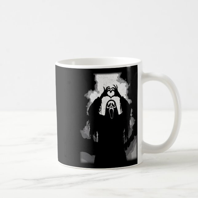 Caneca De Café Assustador Rosto Horror Poster Halloween (Direita)
