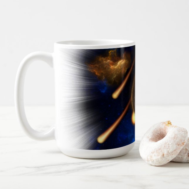 Caneca De Café Asteroide Apocalypse Fractal Art Spacescape (Com Donut)