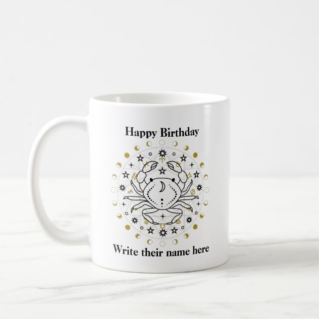 Caneca De Café Astrologia do cancer Astrology Birthday Mug junho  (Esquerda)