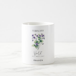 Caneca De Café Astrology Birth Mês Fevereiro   Violeta Flor