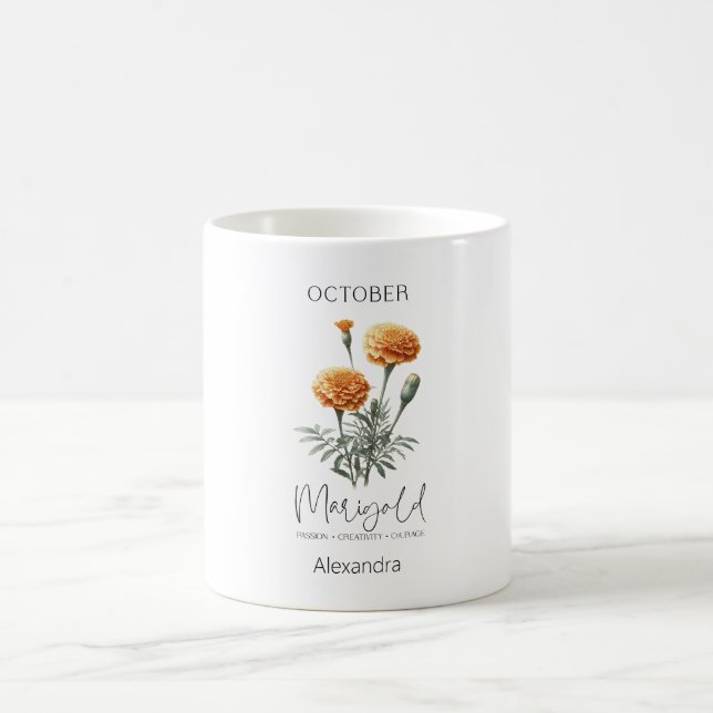 Caneca De Café Astrology Birth Mês outubro | Flor Marigold (Centro)