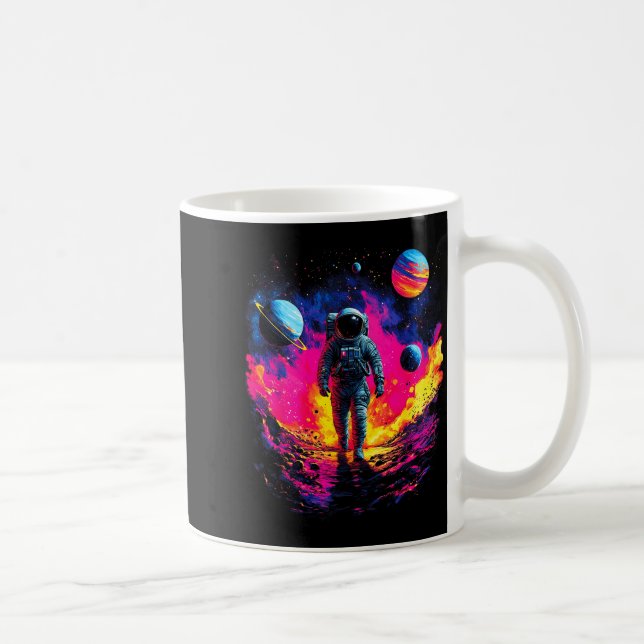 Caneca De Café Astronaut Walking In Galaxy Outer Space Explorer S (Direita)