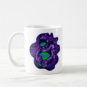 Caneca De Café Astronauta Abraça a Terra