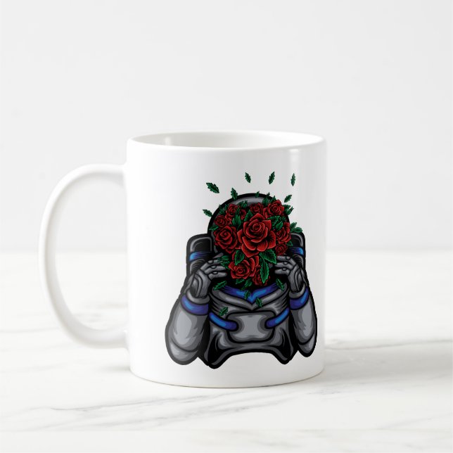 Caneca De Café Astronauta Com Rosto de Rosas (Esquerda)
