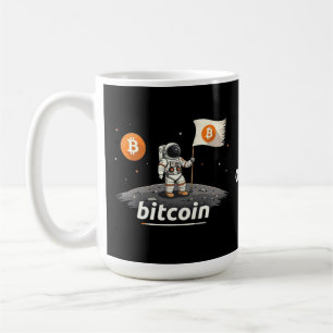 Caneca De Café Astronauta da Lua Crypto Bitamt Design BTC